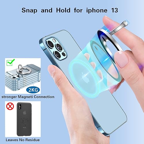 Miniatura 2 de AUROX Soporte magnético para anillo de teléfono para iPhone 15, 14, 13, 12, agarre magnético para teléfono Magsafe, accesorios Magsafe, rotación de