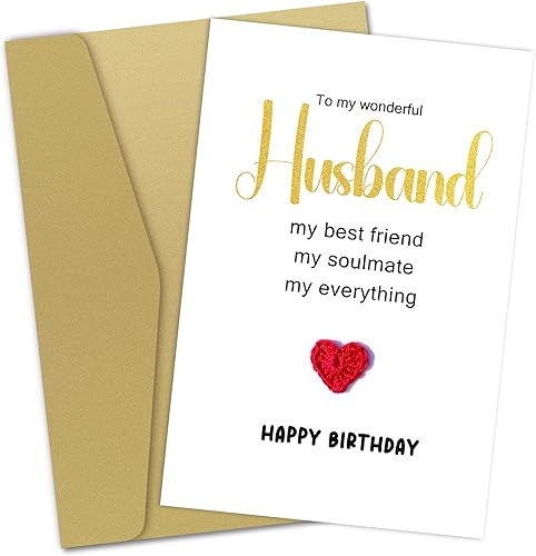 Fumnwoks Tarjeta romántica de cumpleaños para marido, tarjetas de feliz cumpleaños para hombres, tarjeta de cumpleaños de amor de boda para él a mi