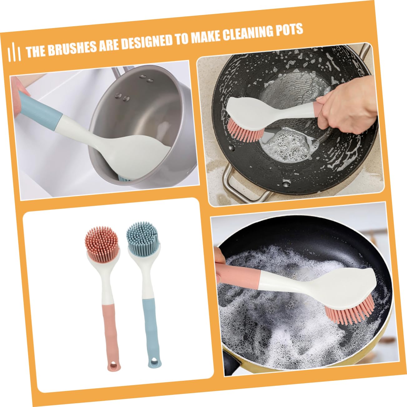 Healeved 10piezas Cepillos De Cocina Mango para Fregar y Utensilios Cepillo De Antiadherente para Sartenes y Ollas para Limpieza De Cocina