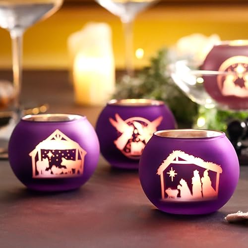 Miniatura 14 de Juego de 4 portavelas de Navidad de copo de nieve, portavelas de vidrio dorado y blanco para decoración de invierno, centros de mesa de Navidad