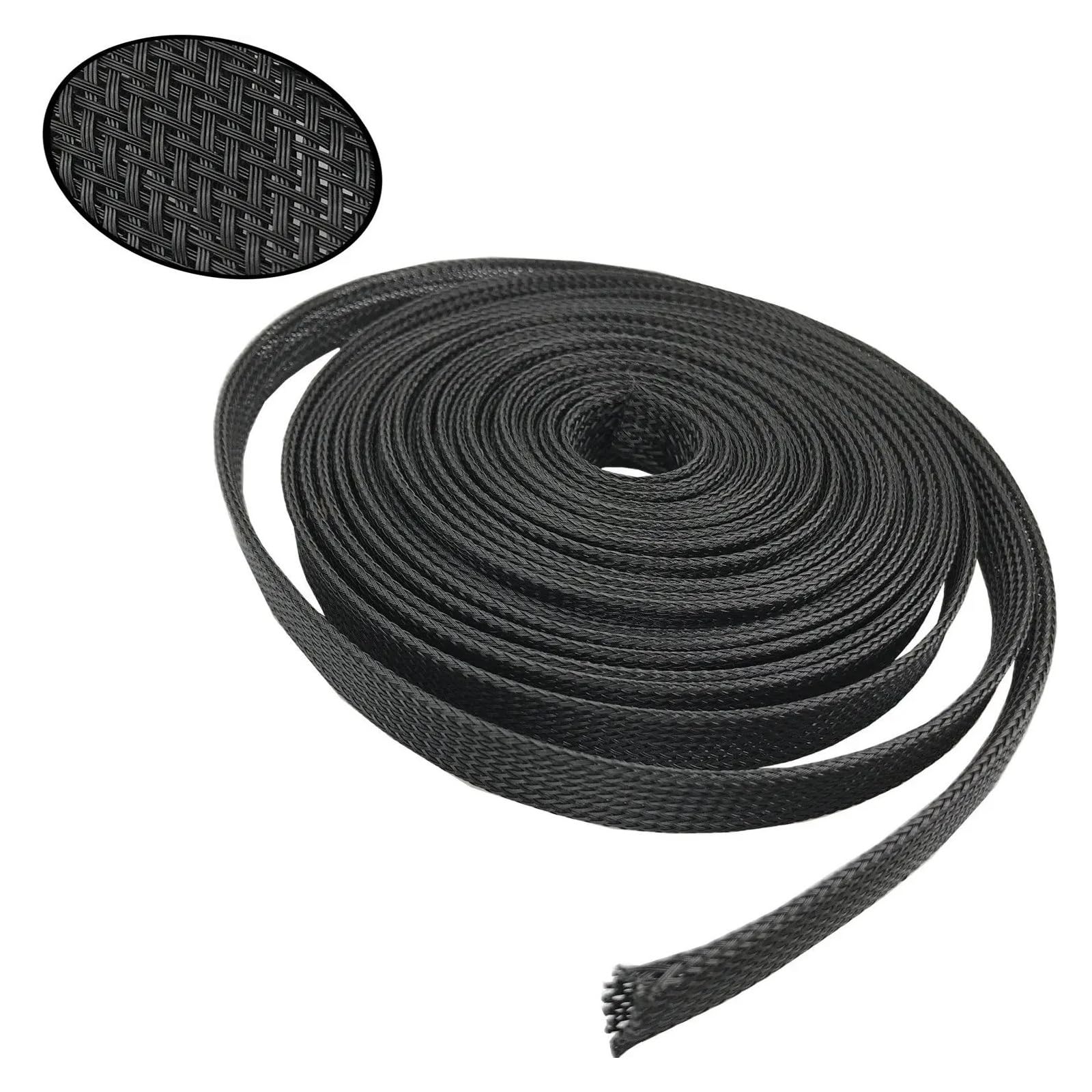 Guaina in PET per cavi isolata, intrecciata, ignifuga, in nylon, per cavi dati (5 metri, 18 mm)