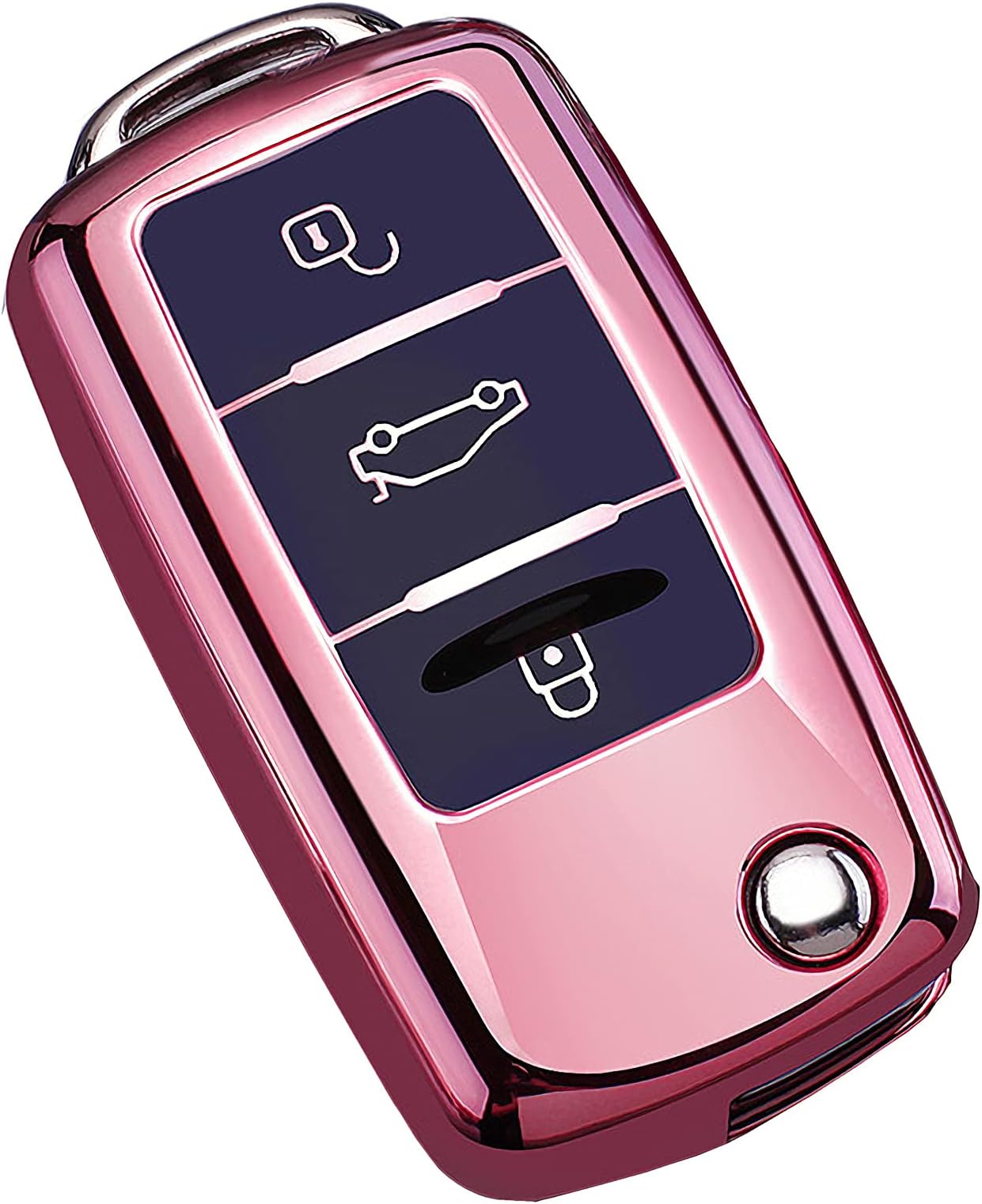 for VW Volkswagen Key Fob Cover, Premium Soft TPU Full Protection Key Fob Case for VW Jetta Golf Polo MK6 Passat Tiguan Beetle Key Cover (pink)