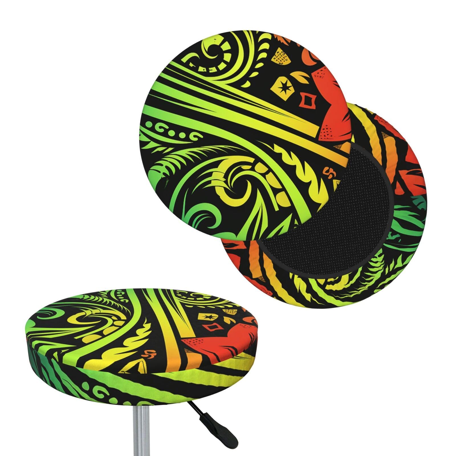 FekiLoot Hawaiian Tribal Style Round Bar Stool Covers Stretch Washable Bar Stool Covers Dustproof Slipcover Bar Chair Covers with Elastic Band for Bar Kitchen Living Room Decor 12 Inch