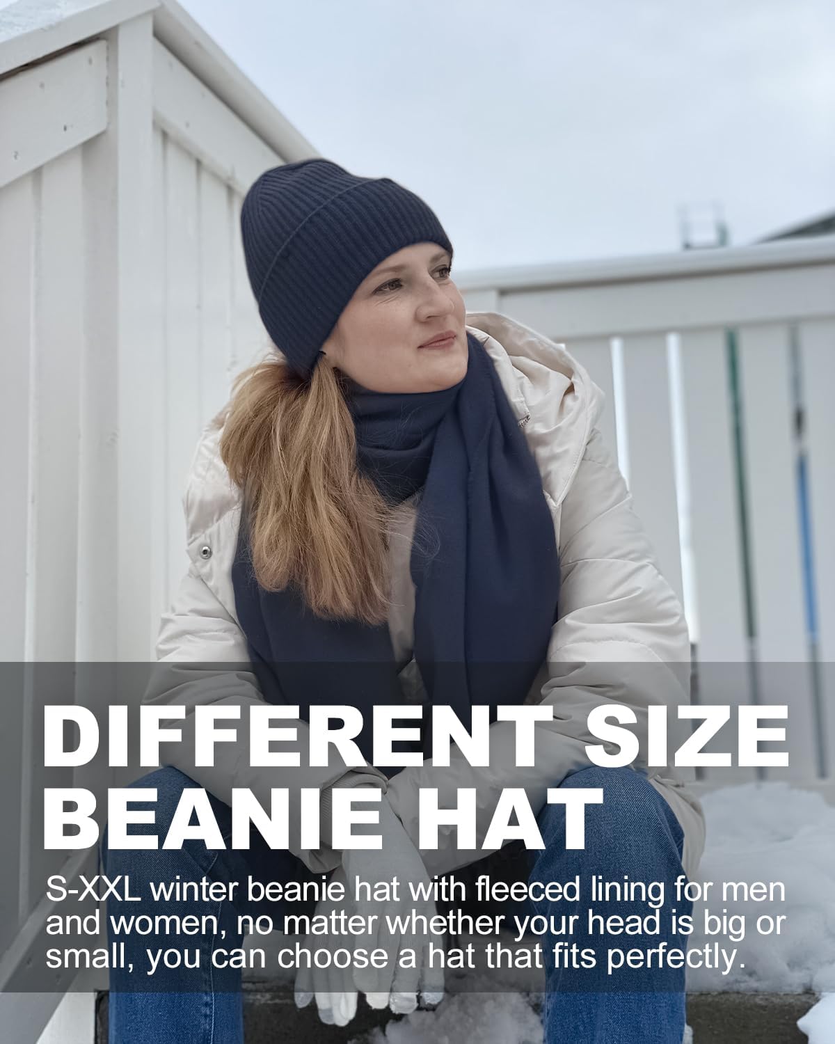 Zylioo Plus Size Fleece Lined Beanie Hat,2XL/XL/L/M/S Thermal Knitted Hat,Winter Warm Lined Snow Hats for Women Men - Image 6