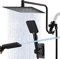 Vista 17 de Cabezal de ducha de alta presión de 10 pulgadas con combo de mano, brazo de extensión de 12 pulgadas de altura ajustable, potente cabezal de ducha