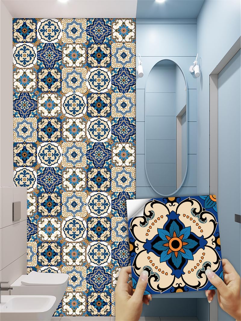 Piastrelle Adesive In PVC Stile Retrò 20x20 Cm - Confezione Da 24 Pezzi Impermeabili Per Cucina, Bagno E Paraschizzi - Facili Da Applicare