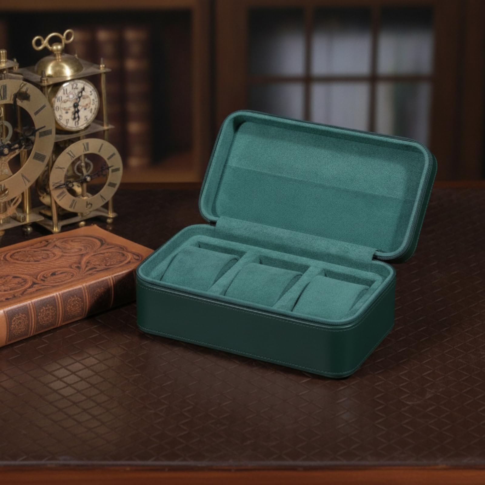 Qianly Organizador Relojes Estuche Ligero para Viajeros, Coleccionistas, Viajes, Marrón