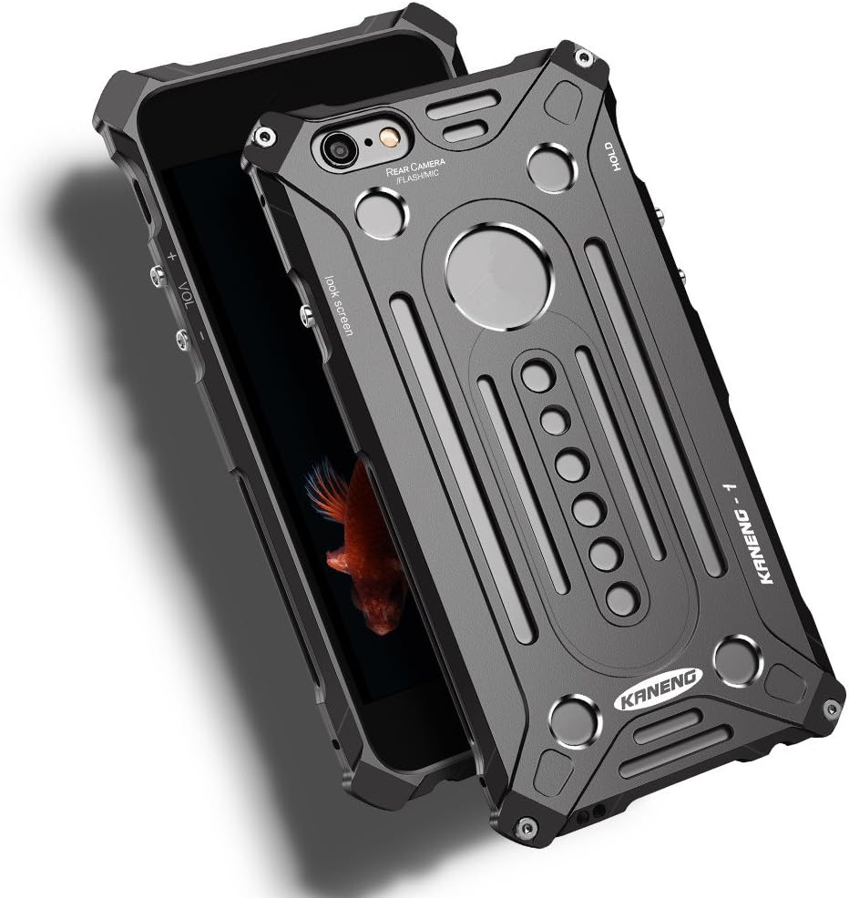 iPhone 6S Case,iPhone 6 Case,KANENG Aluminum Metal Back Cover Cases iPhone 6 6s 4.7 inch(Black)