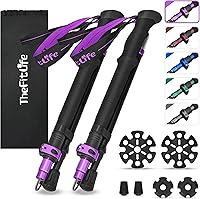 TheFitLife Collapsible Trekking Poles Hiking - Lightweight Aluminum Folding Walking Sticks Extra-Long EVA Foam Handle Metal Flip Lock Men Women