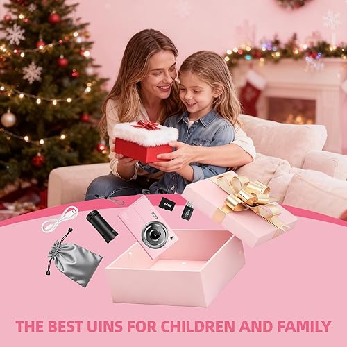 Miniatura 7 de Cámara digital, cámara 4K de 64MP para niños con pantalla IPS de 2.8", tarjeta SD de 64GB y zoom digital 16X anti-sacudida, cámara compacta de