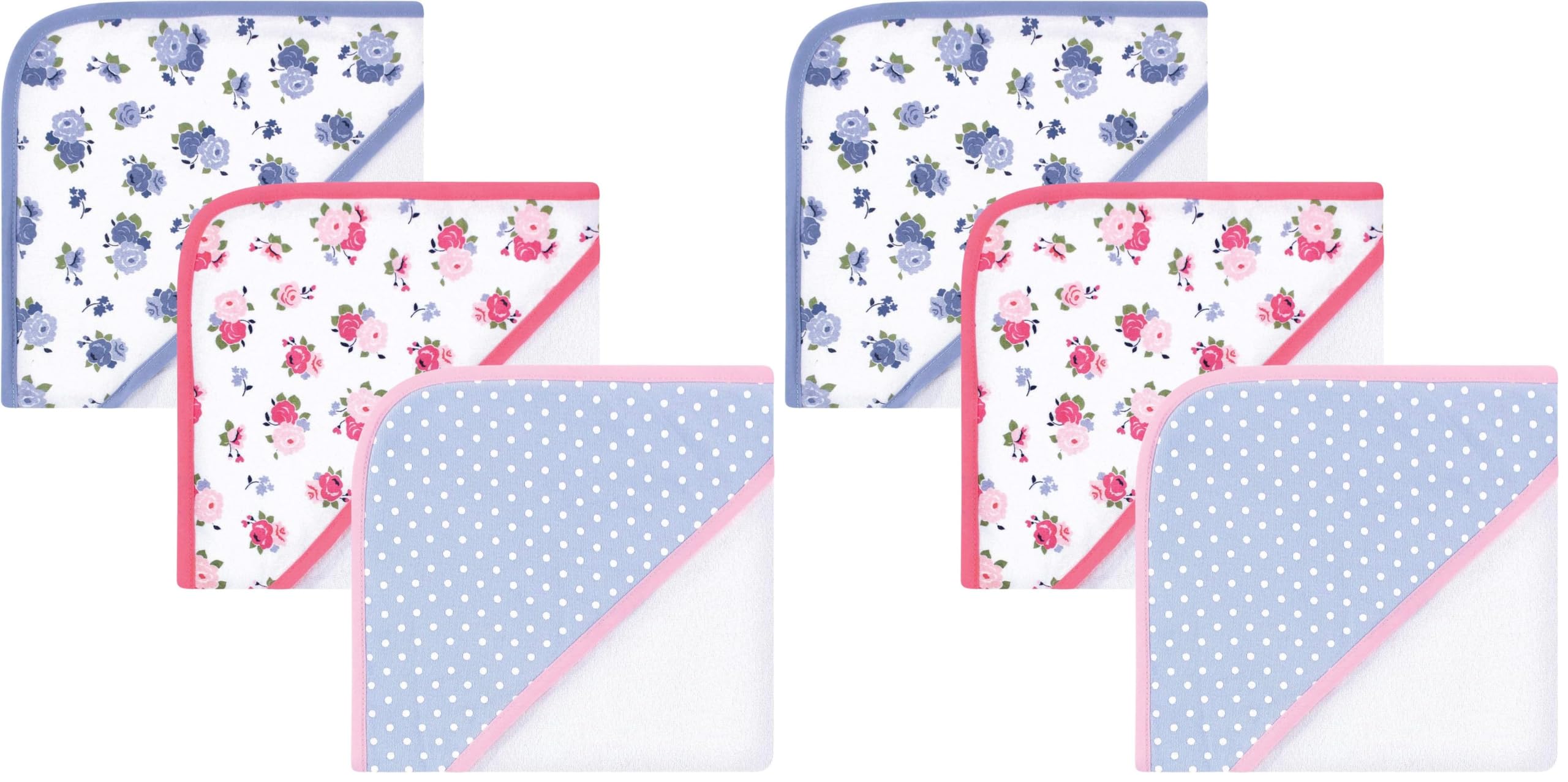 Luvable Friends Unisex Baby Cotton Terry Hooded Towels, Floral, One Size (Pack of 2)
