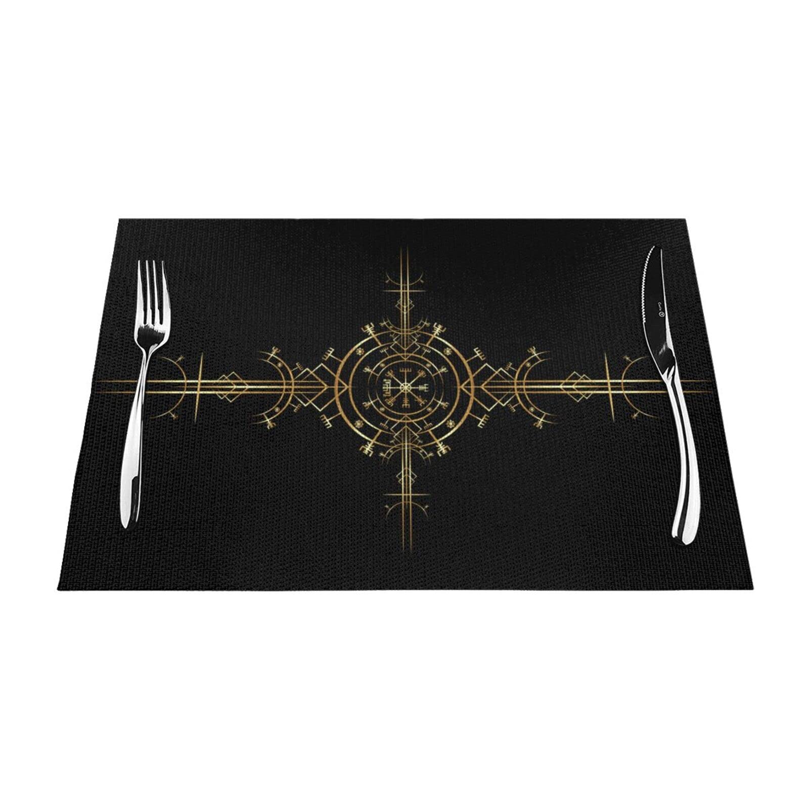Placemats 1-6 Sets Magic Viking Rune Washable Pvc Placemats For Dining Table, Suitable For Kitchen Table Mats, 18 X 12 Inch (30x45 Cm) 1 Piece