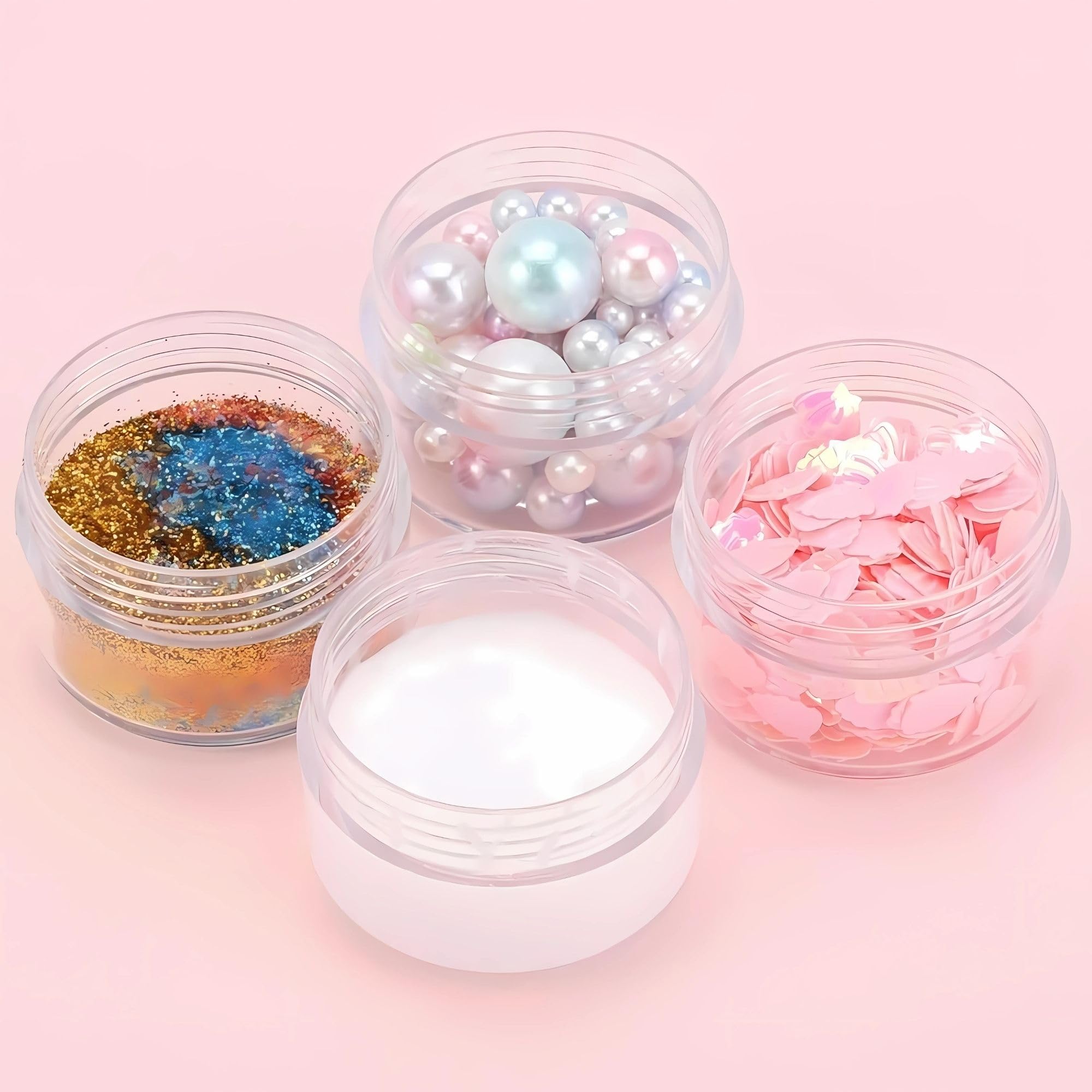Hian Refillable Cosmetic Jars Pack of 6 (15GM, 3.8x2.5 CM) BPA-Free Acrylic Empty Cream Containers with Leakproof White Lids, Portable Mini Travel Pots for Lotion, Balm, Makeup, Skincare Storage