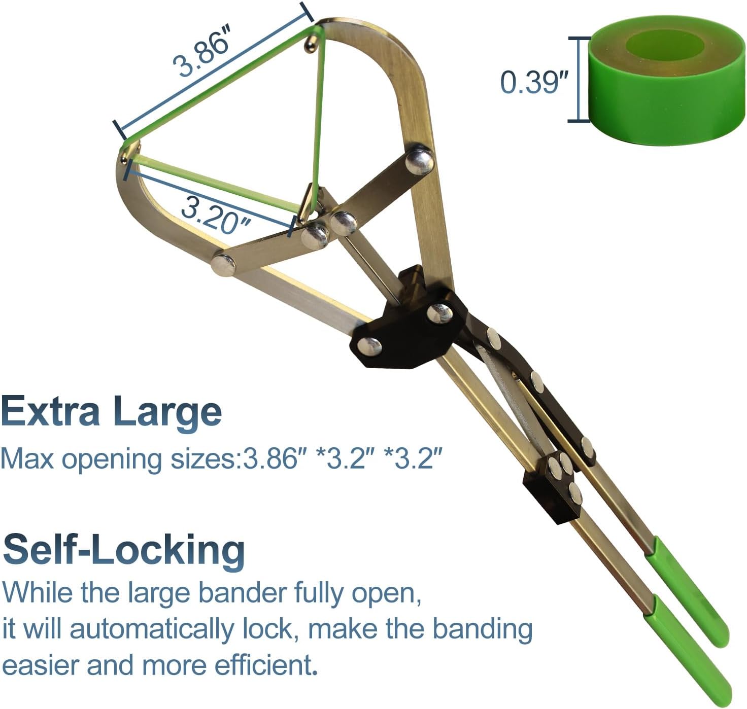 VET.PLUS Cattle Banding Tools Large Bander and 24pcs Large Rings Kit for Farm Ranch Calves Bull Sheep Goat