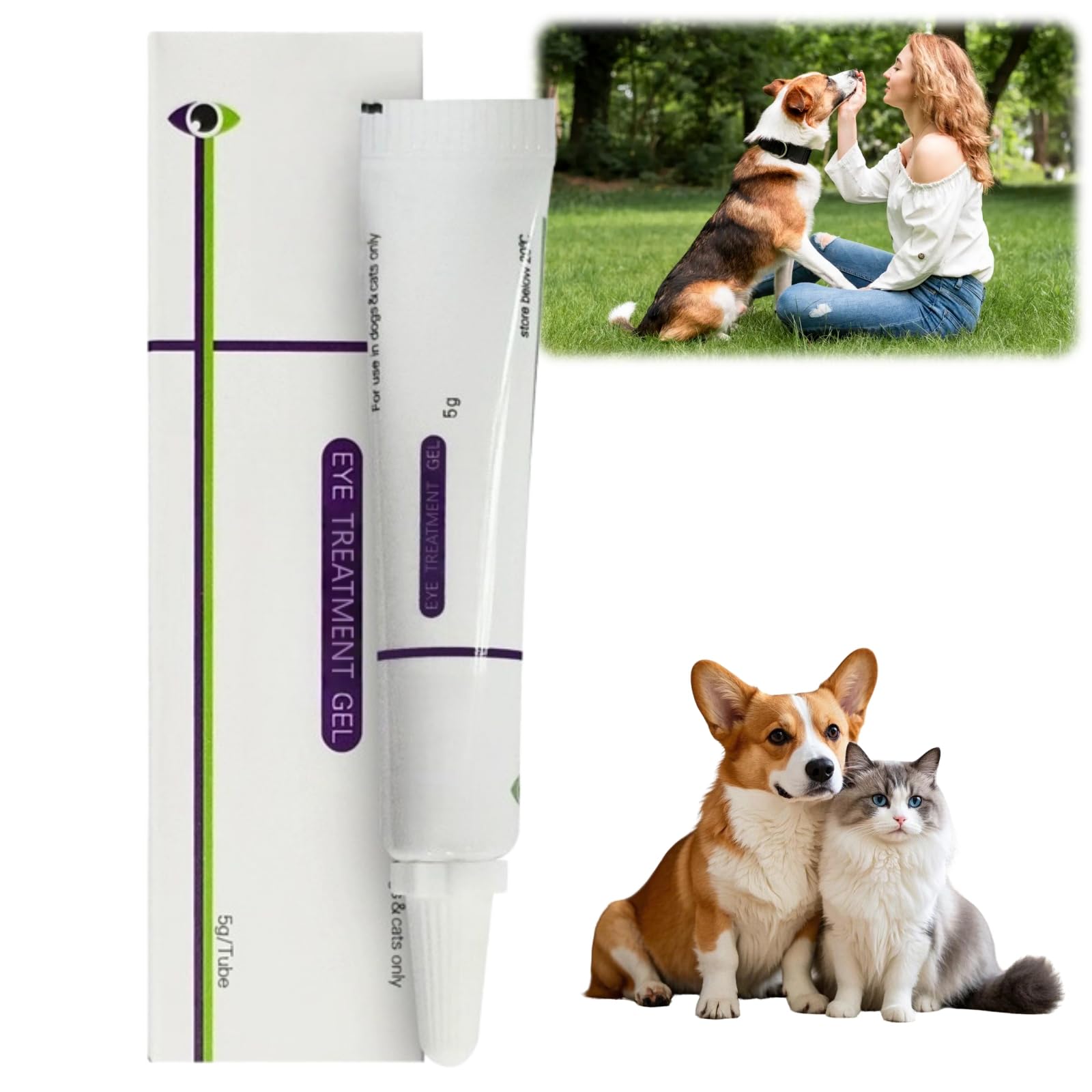 AINxtolm Cat and Dog Eye Gel,Pet Eye Gel for Dogs and Cats,Eye Care for Dogs and Cats,Dog Eye Cleaner,Soothes Redness Gel,Eye Gel for Dry Eyes,Dog Eye Drops for Gunky Eyes,Dry Eye Drops for Dogs,5g