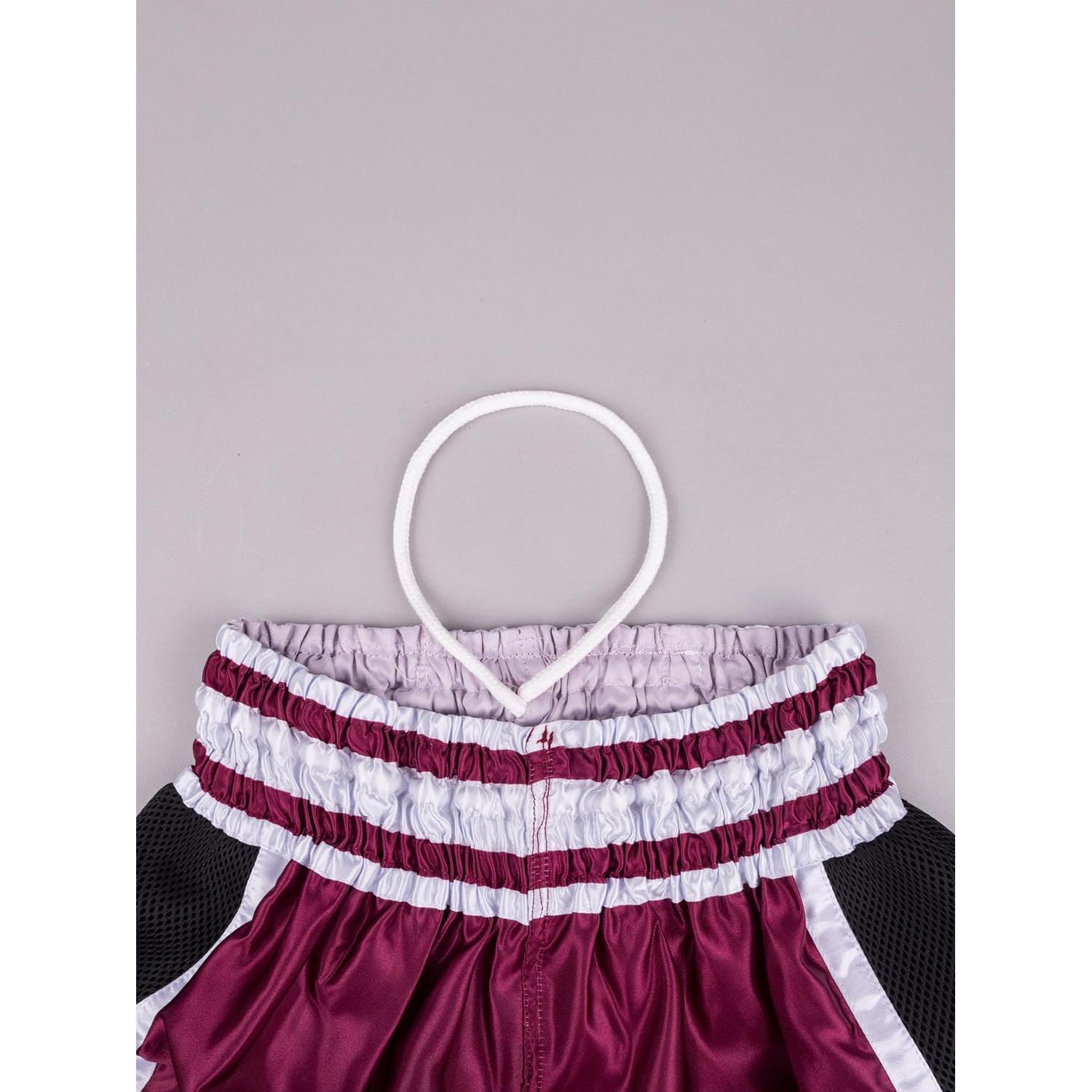 Muay Thai Shorts, Represent, Rot-schwarz, Kickboxhose für Training & Wettkampf, Thaibox Shorts Satin, Atmungsaktiv, Langlebig, Kampfsporthose für MMA, K1, Boxen, Thai Boxen