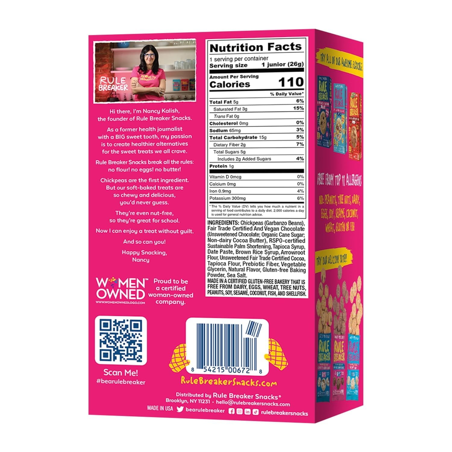 Rule Breaker Vegan & Gluten Free Cookies | Chocolate Brownie Juniors | Plant-Based, Dairy, Nut, Soy, Allergen Free, Kosher | Soft-Baked, Great Snacks for Kids & Adults, 4.5 Ounce (Pack of 6)