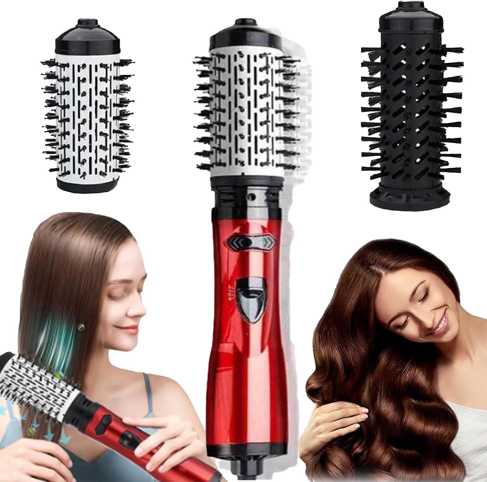 Multitudet Hot Air Styler, Negative Ionic 3-in-1 Hot Air Styler and Rotating Hair Dryer for Dry Straighten Curl Hair, 360° Rotating Multitudet 3 in 1 Hot Air Styler Brush Hair Straightener Roller