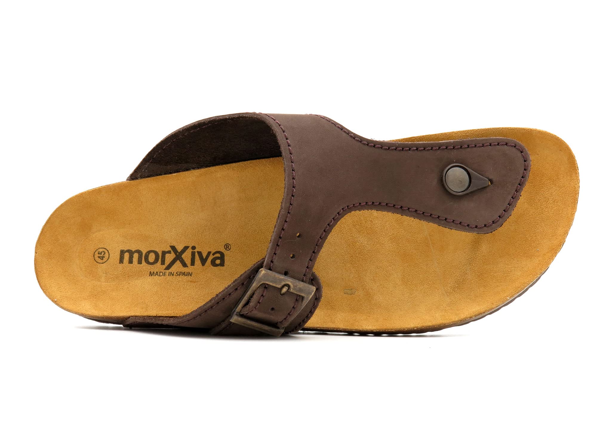 Herren Pantoletten Leder Sandalen Zehentrenner Nubuk Hausschuhe mit Korksohle
