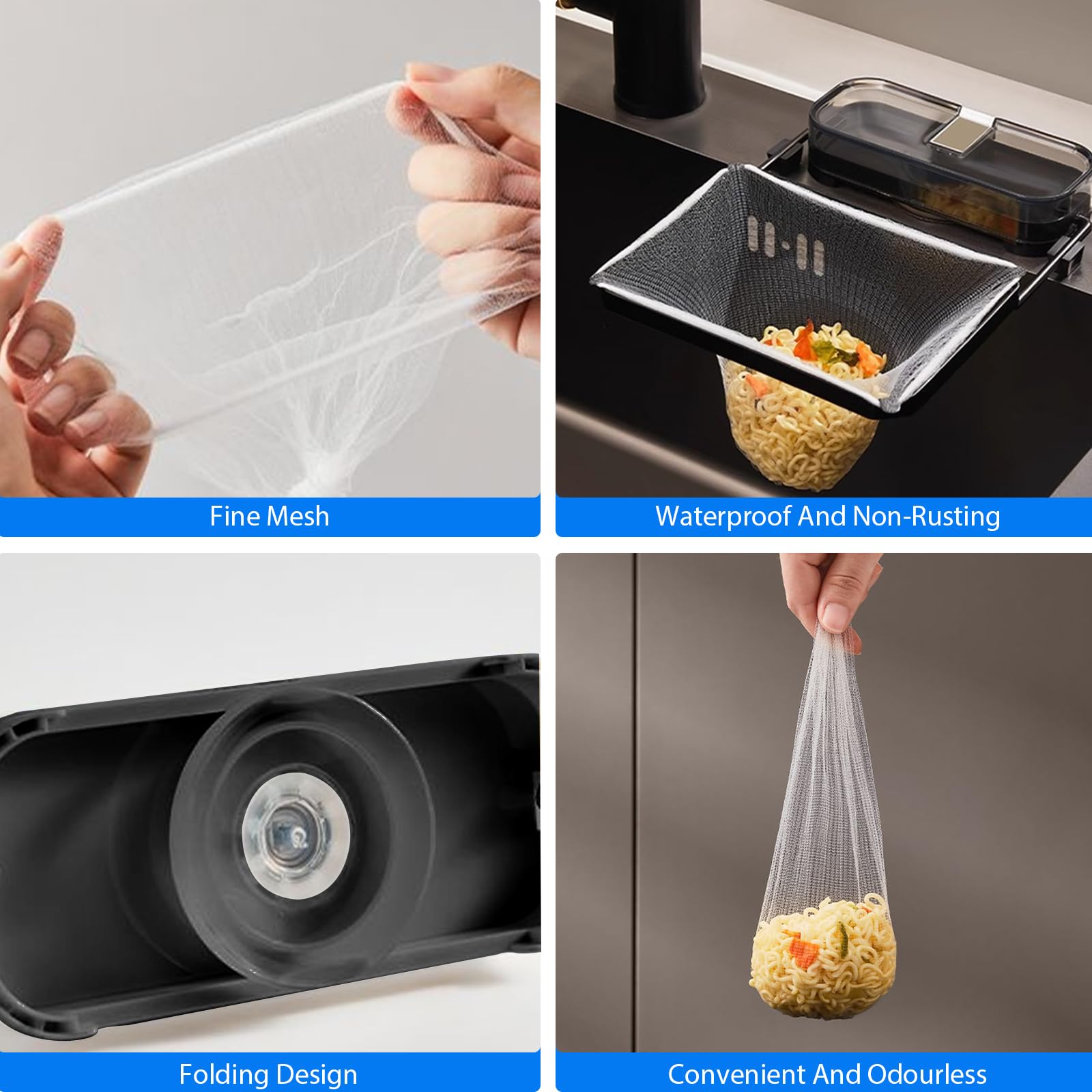Anti-Intasamento Filtro Cucina, 200 Pezzi Lavello Sacchetto Filtro Scarico Lavandino Cucina, Filtro per Copri Lavandino Cucina Rete Filtrante, Mesh