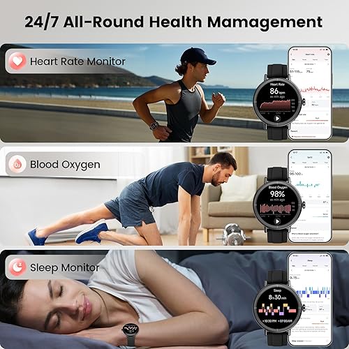 Miniatura 7 de Reloj inteligente para hombres y mujeres, pantalla táctil HD de 2.05 pulgadas, rastreador de actividad física con llamadas Bluetooth, reloj de