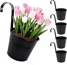 Lot de 4 Pots de Fleurs Suspendus Démontables Grand Format avec Trou de Drainage - 4 Combinaisons de Couleurs - pour Balcon et Jardin Grand Format, Couleur 01