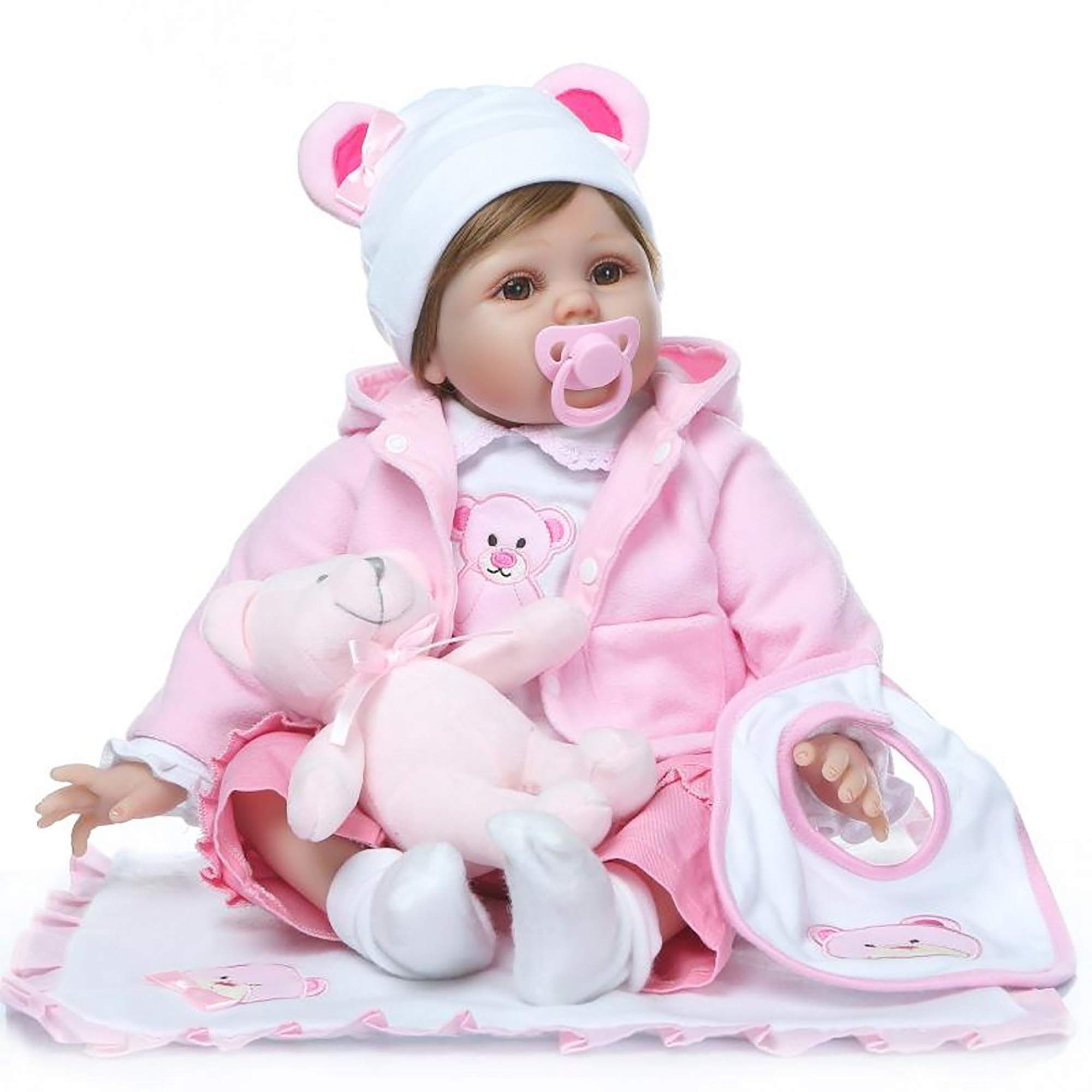 Bambole Reborn Femmine Originali- Ragazze Carine 22 Pollici 55 cm,Silicone Morbido Vinile,Bambole che sembrano vere Fatto a Mano Neonati,Regali di Natale,Reborn toddler