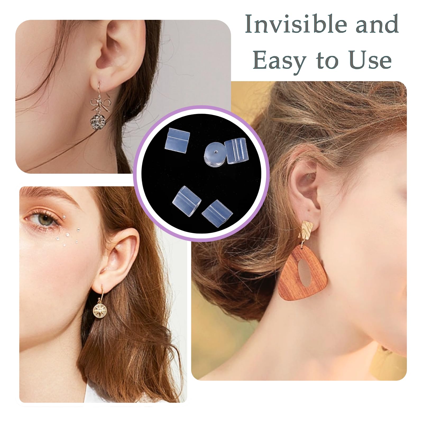 Lot De 200 Fermoirs De Boucles D'oreilles Transparents En Plastique Hypoallergénique