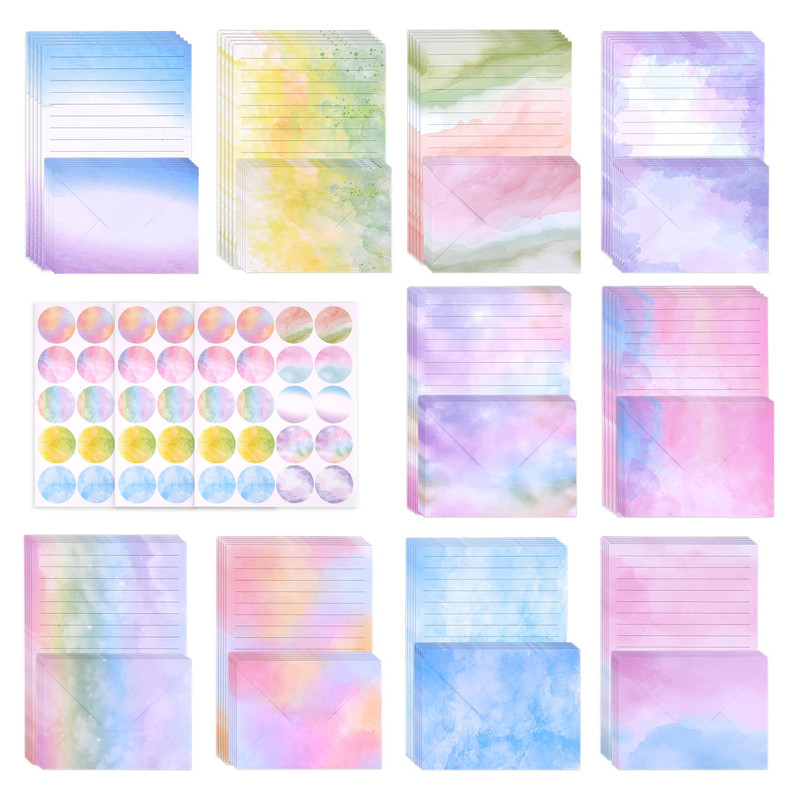 Vicloon Stationery Paper and Envelopes Set, 50Pcs Letter Paper Stationery Paper with 50 Envelopes and 60 Label Seal Stickers Stationery Letter Writing Sets Gifts Invitation Engagement โ image 1