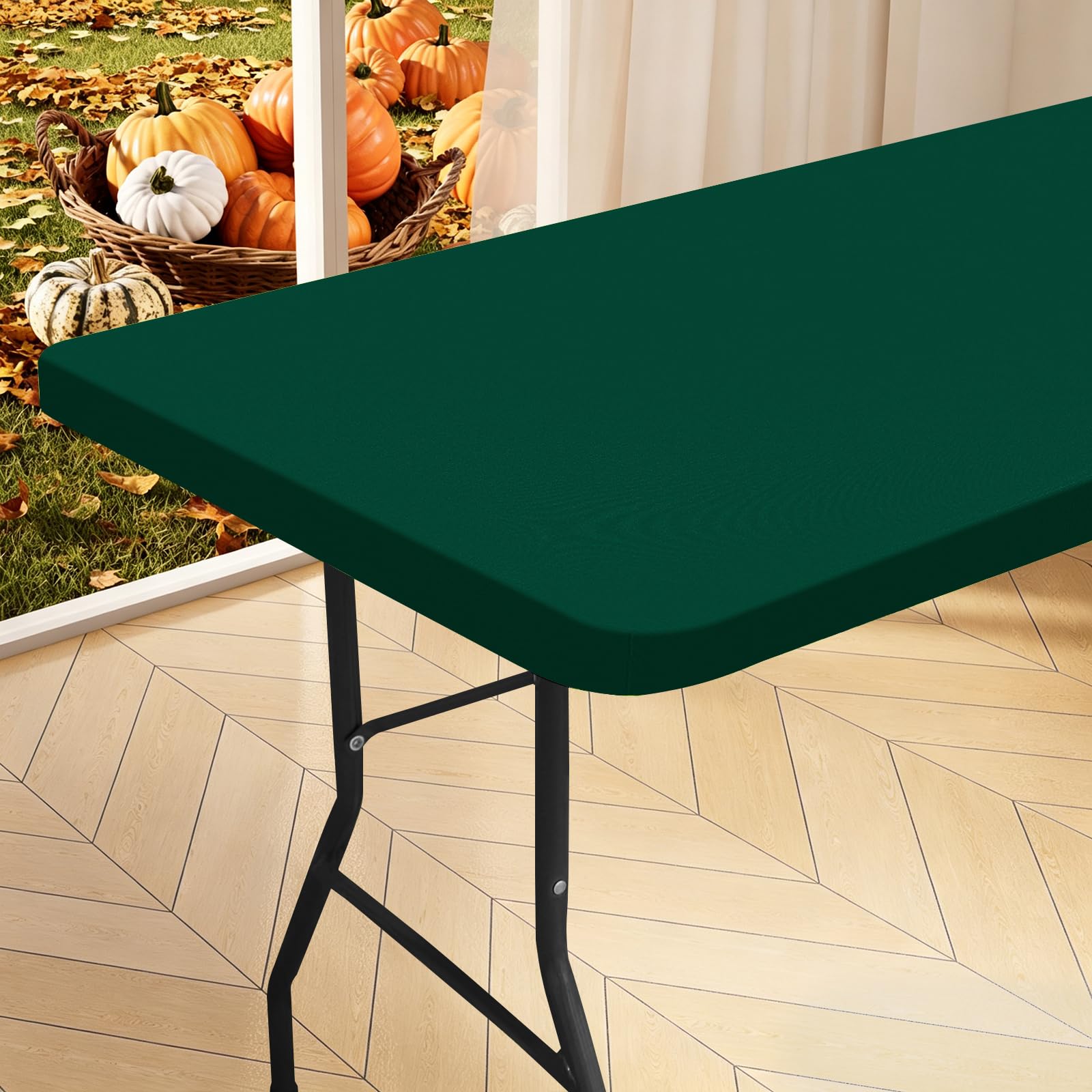homing Rectangle Table Cloth Cover, Waterproof Polyester Elastic Fitted Tablecloth, Fits for 8 Foot Folding Tables, Washable Table Protector for Picnic, Camping, Outdoor (Olive Green, 30" x 96")