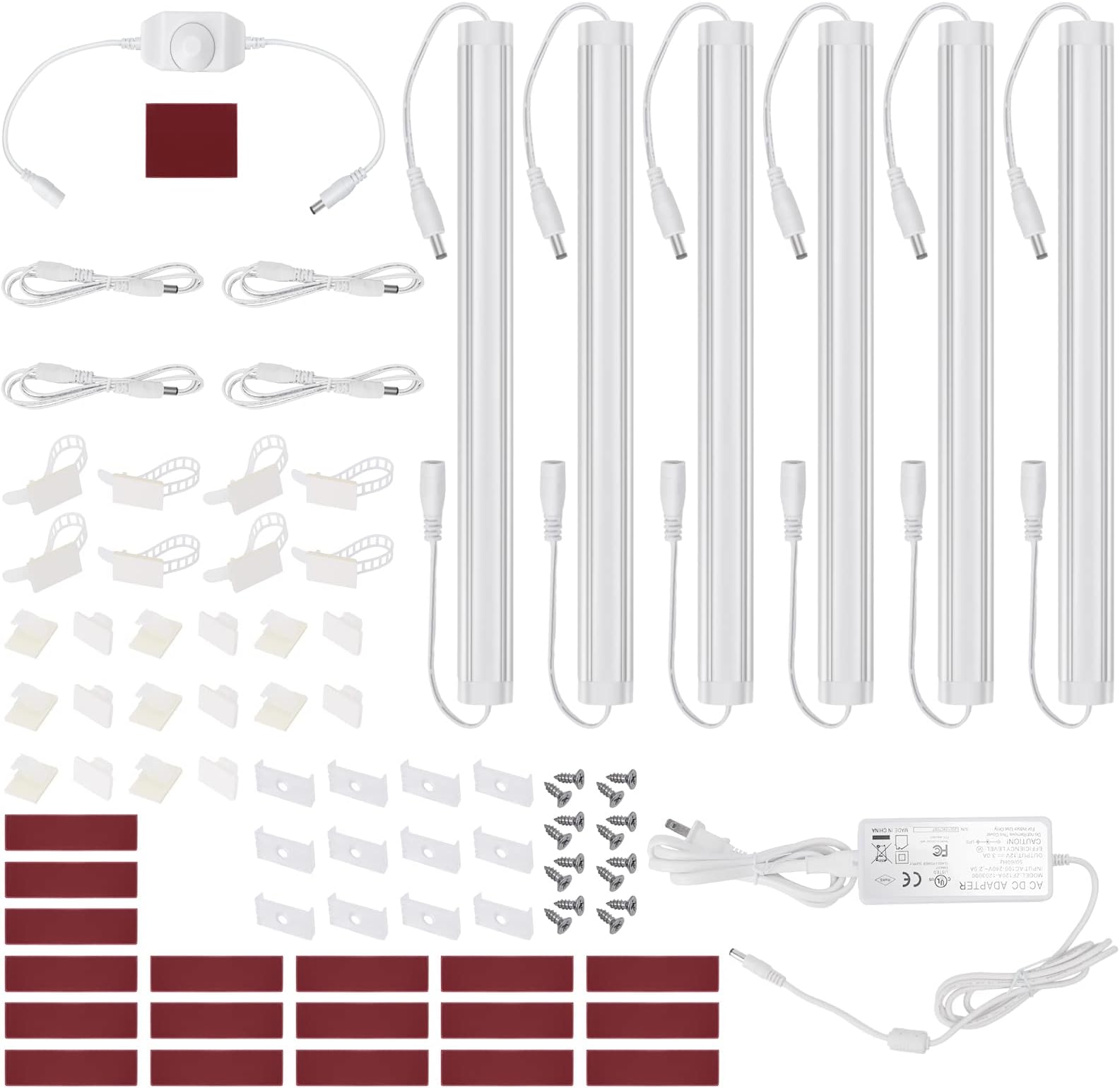 Litever Under Cabinet LED Lighting Kit, Super Bright, 6 PCS 12” Slim Light Bars, 31W 2000 Lumen, Dimmable, Plug or Wired Power Adapter, for Kitchen Cabinets Counter Shelf Workbench (Warm White 3000K)