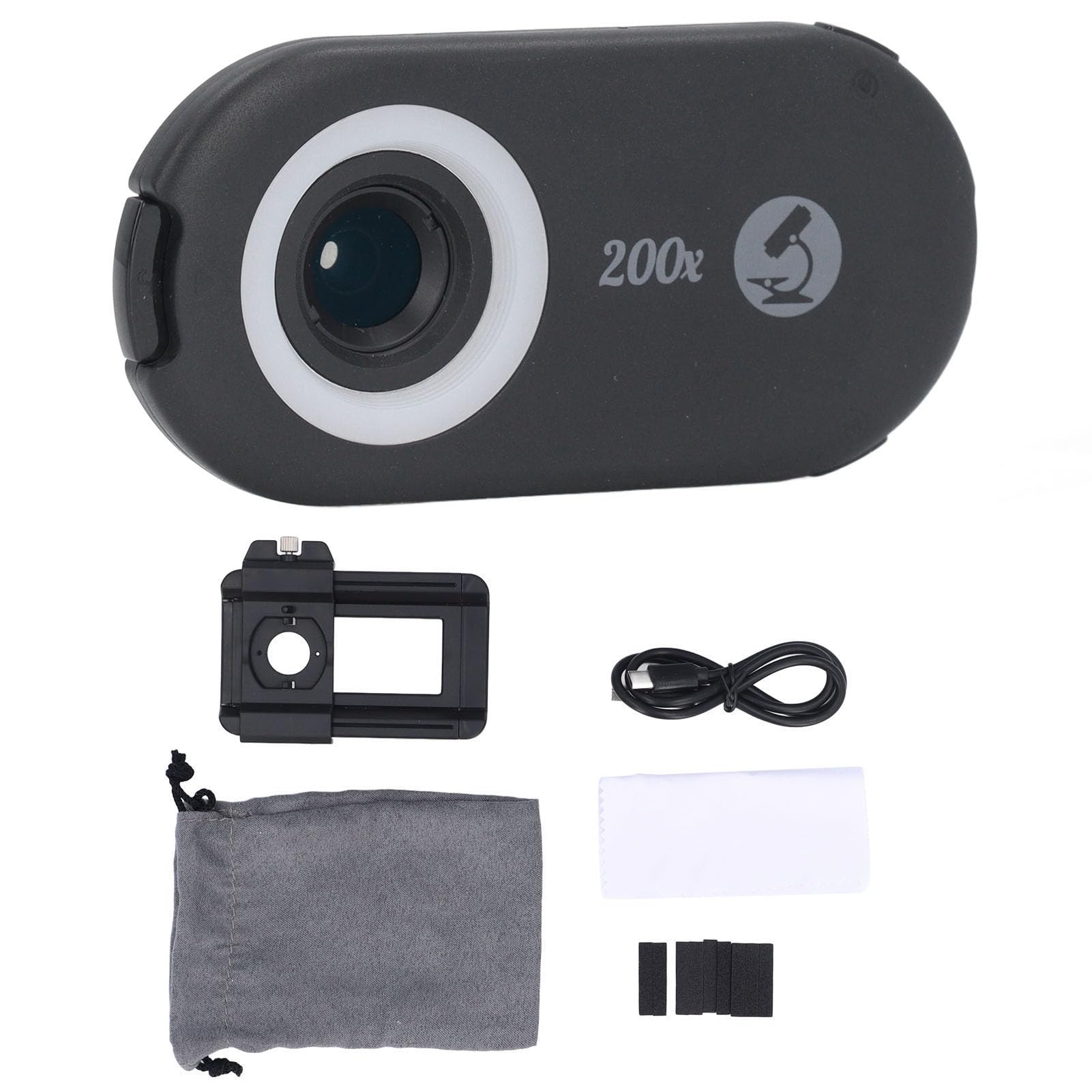 Mini Microscopio de Bolsillo para Teléfono con Iluminación LED y Clip Universal, Accesorios Portátiles para Cámara de Microscopio Digital para Teléfono Inteligente, Filtro (200X)