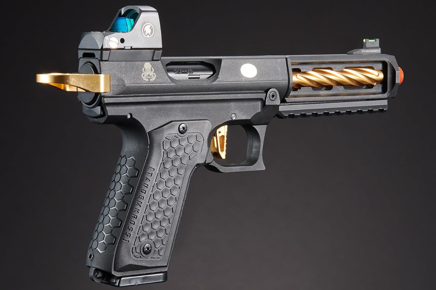 Lancer Tactical Full Auto Tandemkross Cthulhu Gas Blowback Airsoft Pistol with Low Profile MICR Red Dot