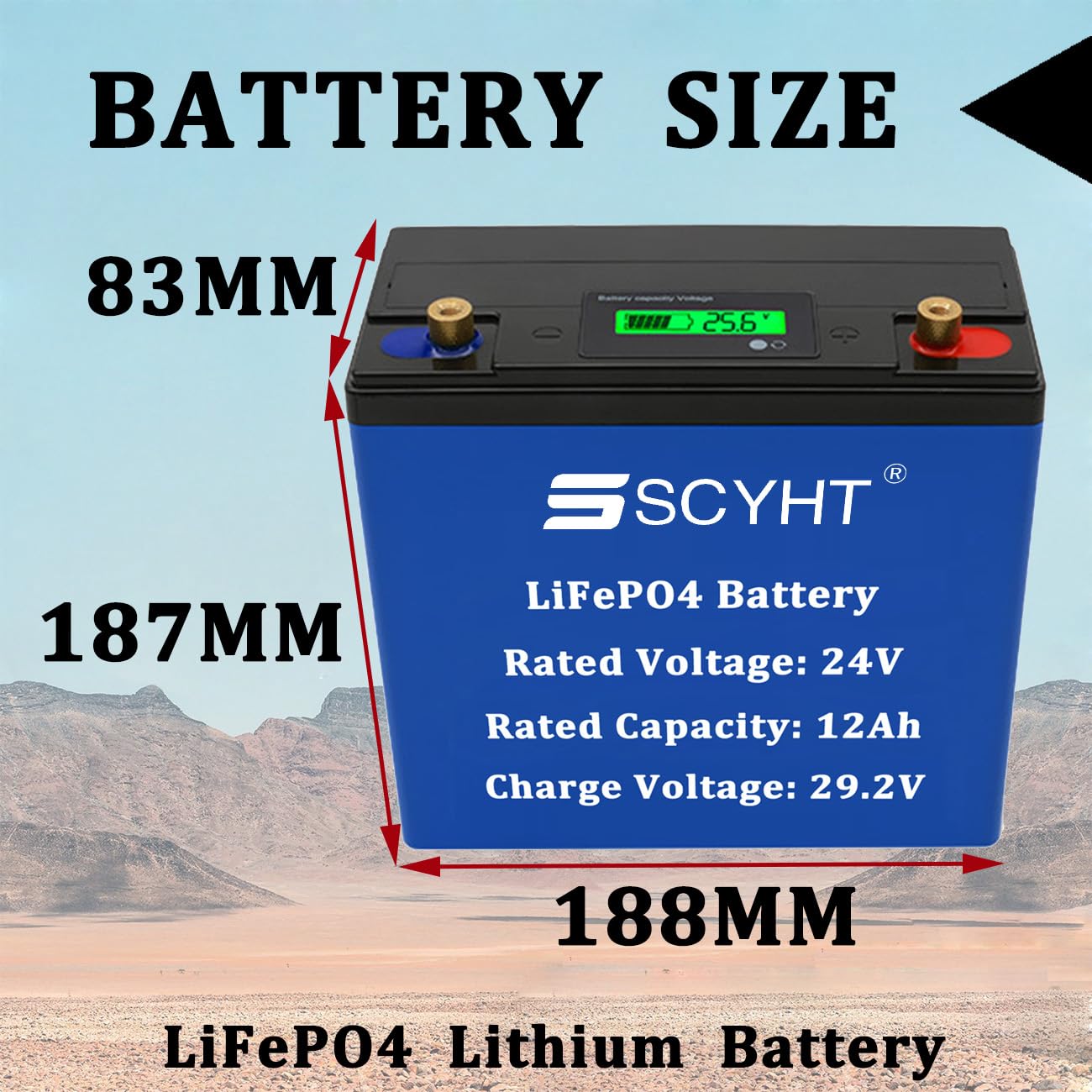 Batteria LiFePO4 24V 12Ah Batteria al litio 12Ah Batterie a ciclo profondo 24V Batterie di ricambio per pannelli solari per motore da 200W - 300W con BMS e display,24v12ah 1pack