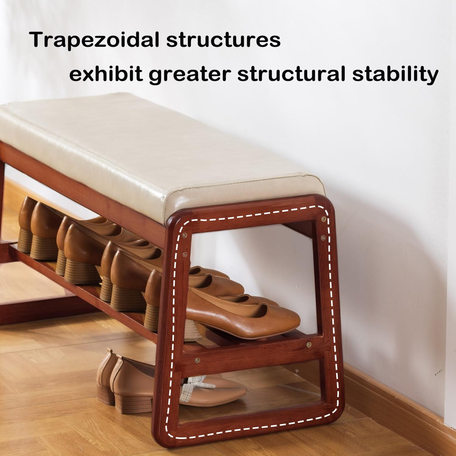 Schuhregal Bank Massivholz Eingangsbank mit Kissen Gepolsterter Sitz für Flur Grau 80 cm