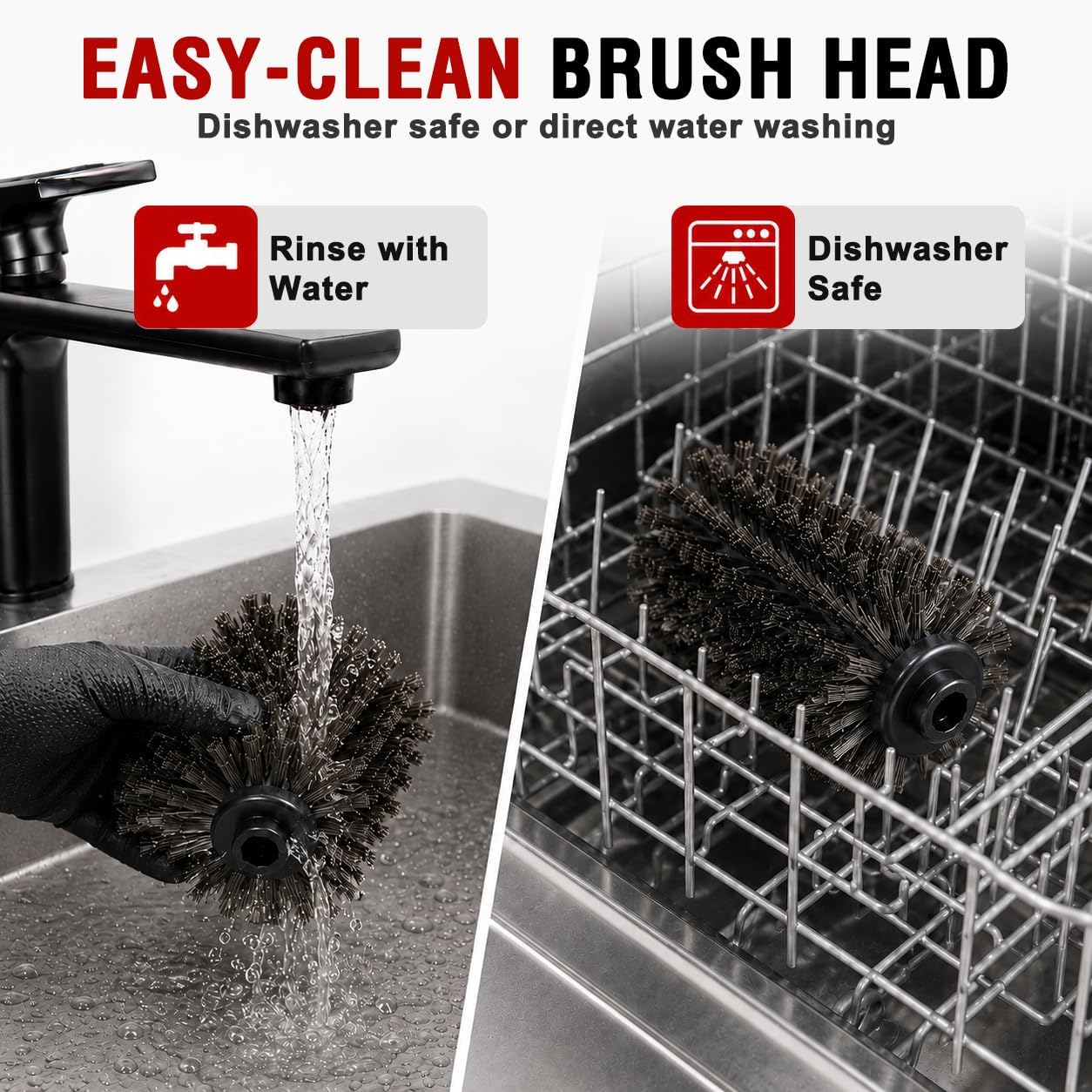 Electric Grill Brush, Rechargeable BBQ Grill Brush with High-Torque Motor, LED Light, Dishwasher-Safe Stainless Steel Rotary Brush Head,150 Mins Runtime Grill Brush for Outdoor Grill image 5