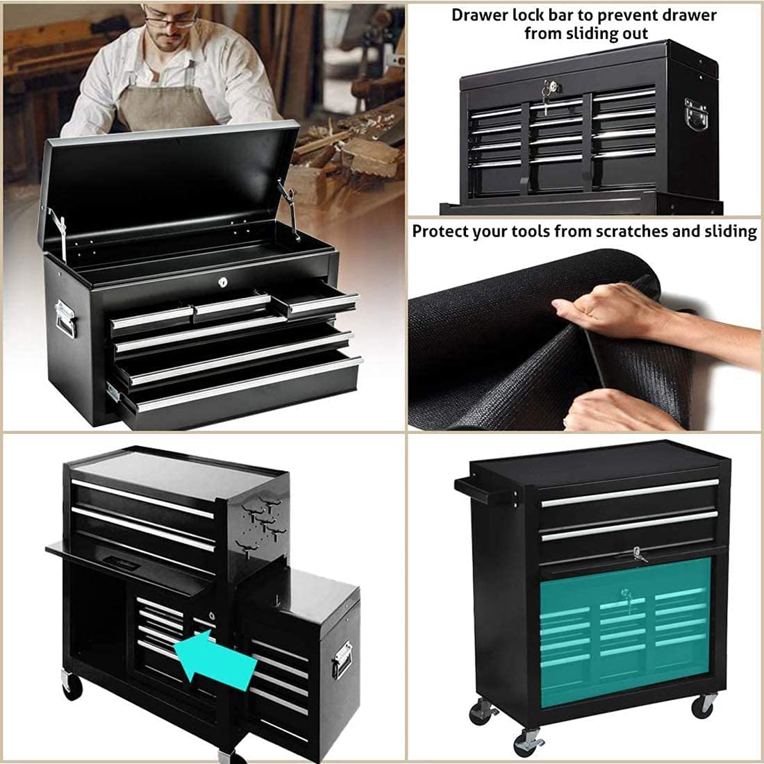 8Drawer High Capacity Tool Chest,Rolling Tool Chest with Lock, Tool