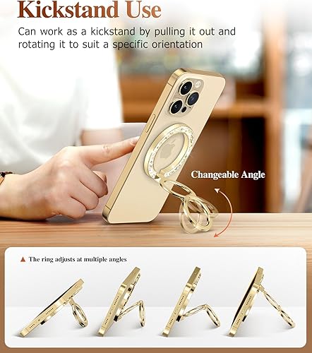 Miniatura 4 de GVIEWIN Soporte magnético para anillo de teléfono, compatible con agarre MagSafe para teléfono con soporte ajustable, soporte magnético para iPhone
