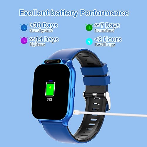 Miniatura 7 de Reloj inteligente para niños de 1.85 pulgadas con rastreador de fitness, modos deportivos impermeables IP68, monitor de frecuencia cardíaca, botón