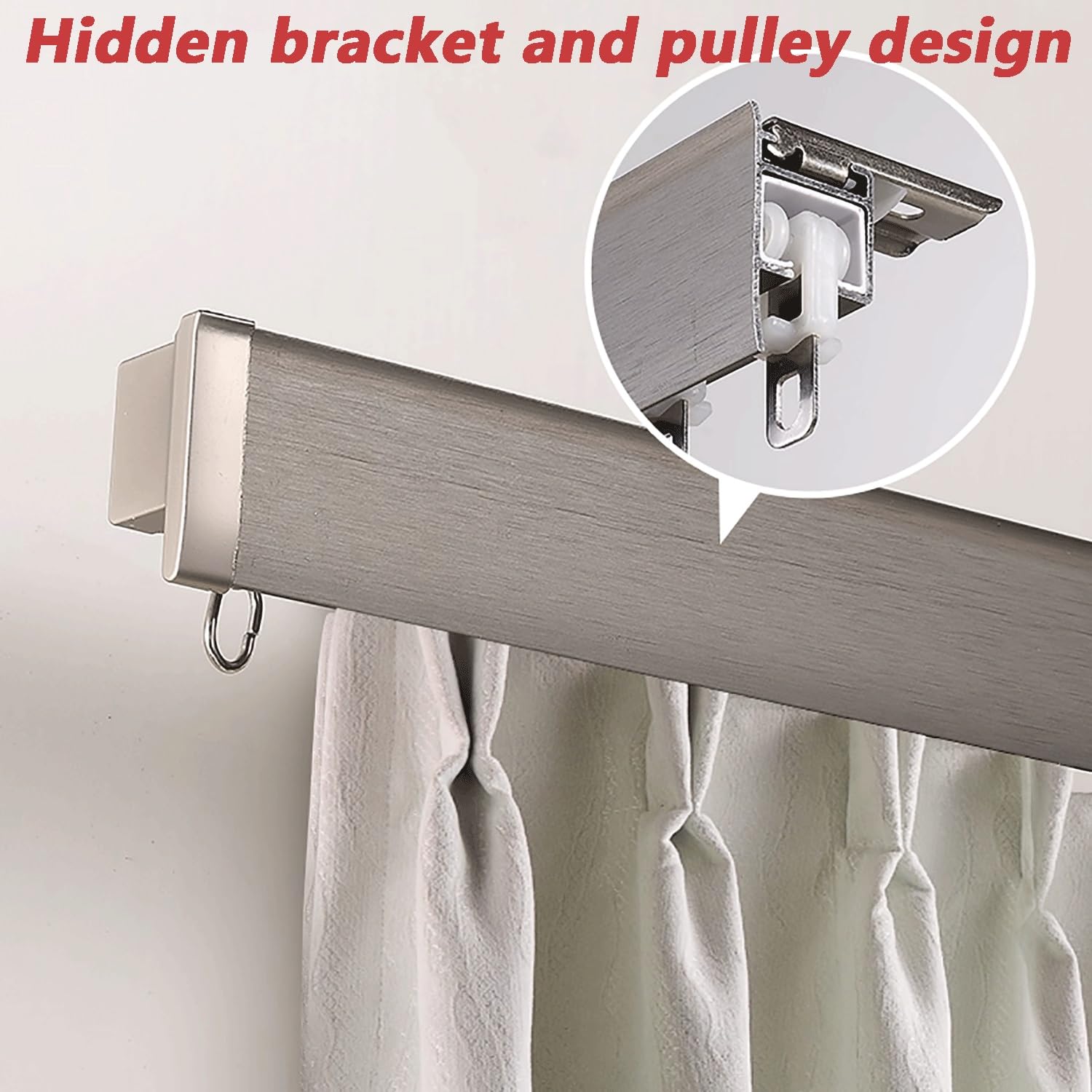 Leiser Aluminiumstab zur Wandmontage, für Schlafzimmer/Wohnzimmer/Fenster/Raumteiler (2,3 m) und Heimdekoration Solut