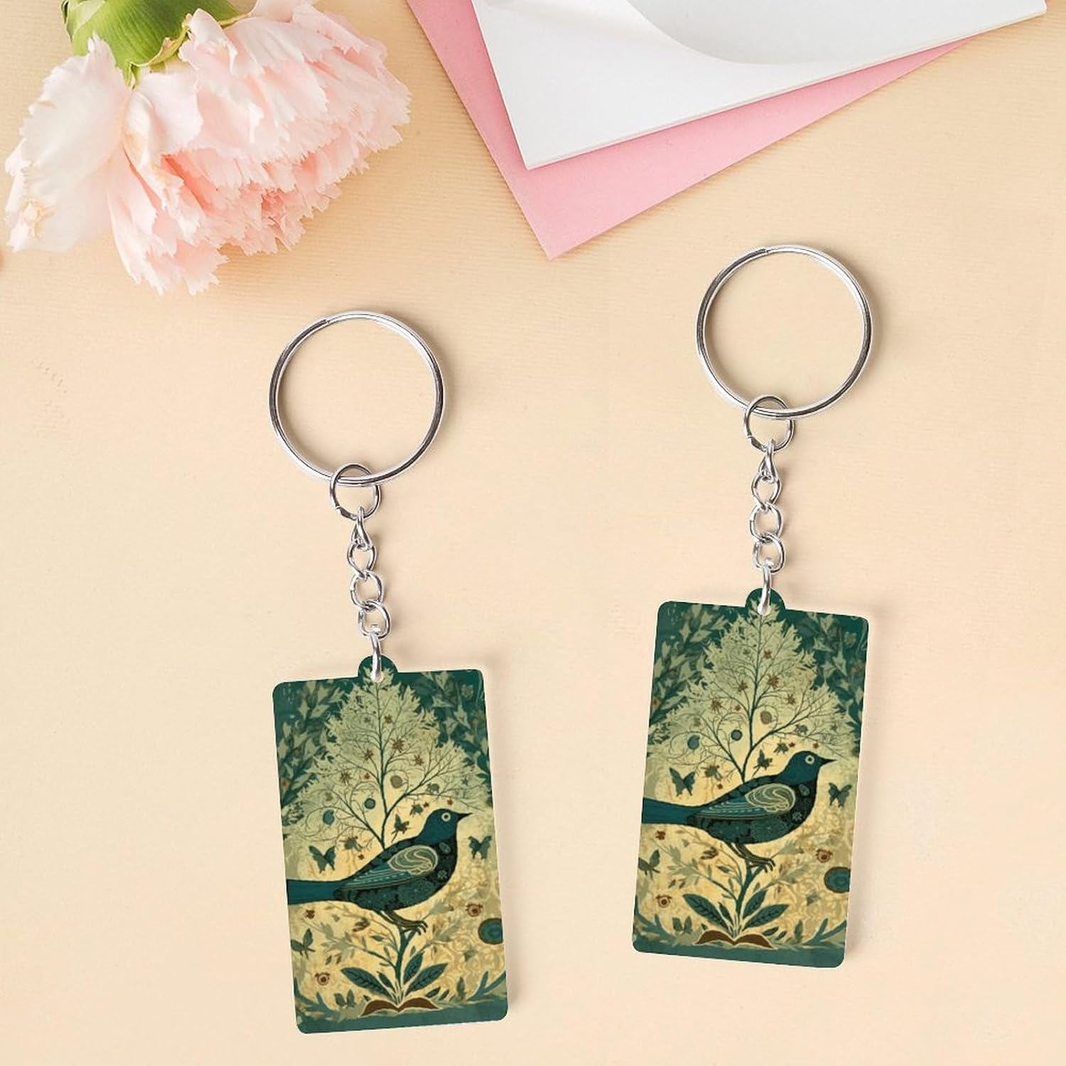 Cute Christmas Birds Printed Acrylic Key Chains, Key Chains for Car Keys Bag Chain Acrylic Decorations Gift Key Chains for Men And Women image 3