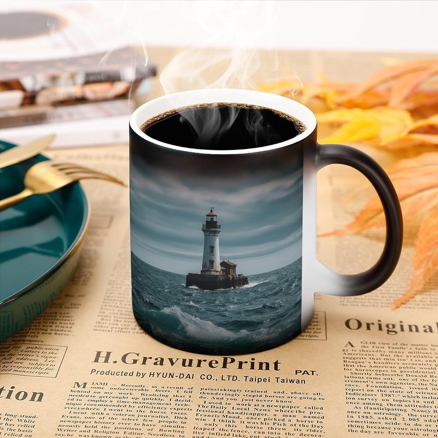 Color Changing Mug Lighthouse Printed Ceramic Coffee Mug Heat Changing Sensitive Mug Magic Heat Changing Coffee Mug Novelty Coffee Mugs