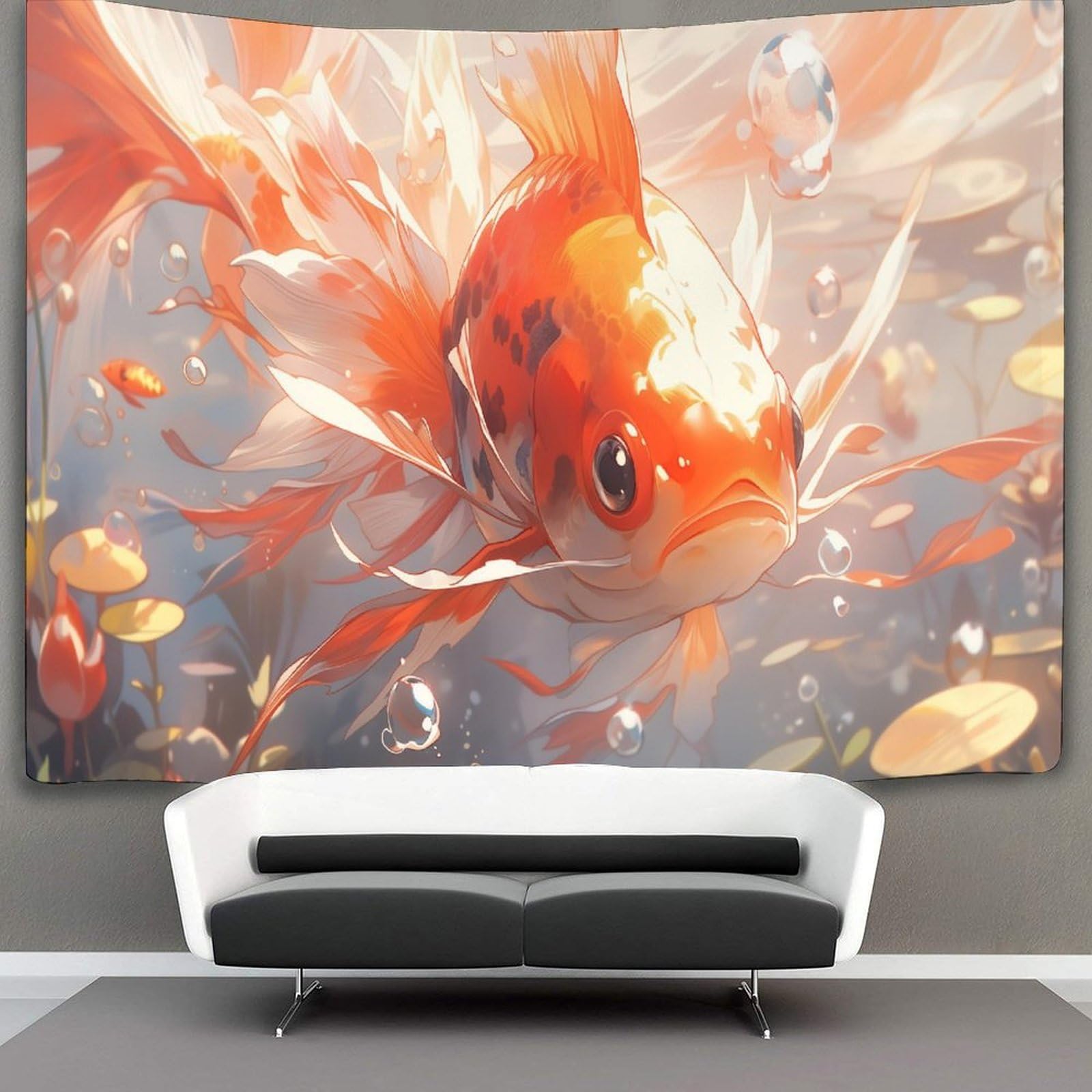 kaiyun Vibrant Goldfish Tapestry,Animal Art Wall Hanging Decoration for Living Room Bedroom & Dorm 130cmx150cm