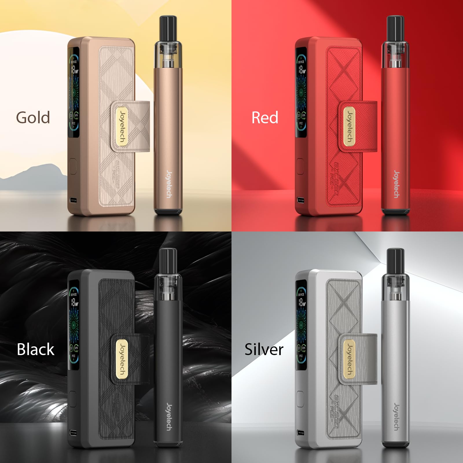 JOYETECH Exceed PCC Kit Sigaretta elettronica 600mah + 2000mah Batteria Power Box Schermo regolabile Penna Kit senza nicotina Nero (Gold)