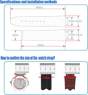 Leather 25mm Watch Bands Compatible for Hublot Big Bang 19mm*25mm*22mm Replacement Watch Strap Wirstband Bracelet For Men and Women(with metal buckle)