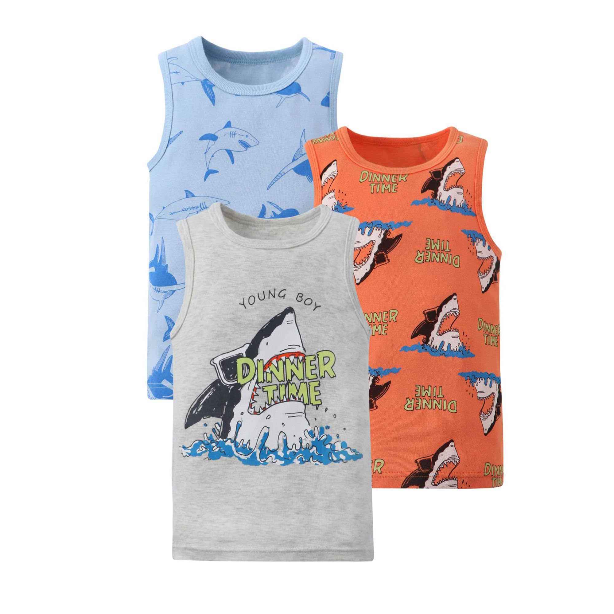 Camisetas de Tirantes para Niño Algodón Cuello Redondo Camisetas Interiores Bebé Niño pequeño Dibujos Animados Camiseta sin Mangas Pack de 3