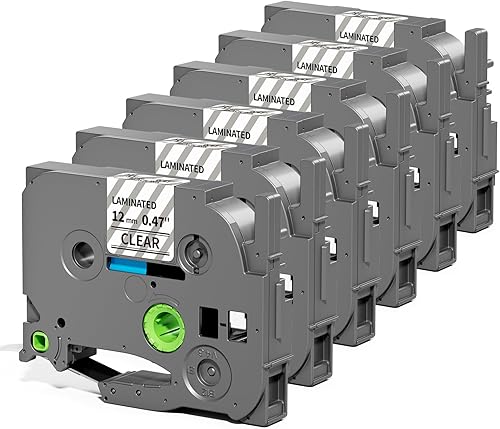 Paquete de 6 cintas para etiquetar de 0.472 in, 0.47 pulgadas, repuesto para cinta de etiquetas Brother P Touch TZe131 TZ-131, compatible con