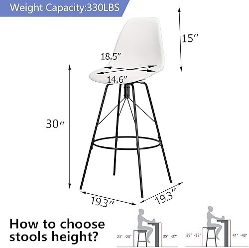 Miniatura 35 de Alunaune Juego de 4 taburetes de bar giratorios modernos de 30 pulgadas, taburetes de barra de mediados de siglo con respaldo sin brazos y sillas de