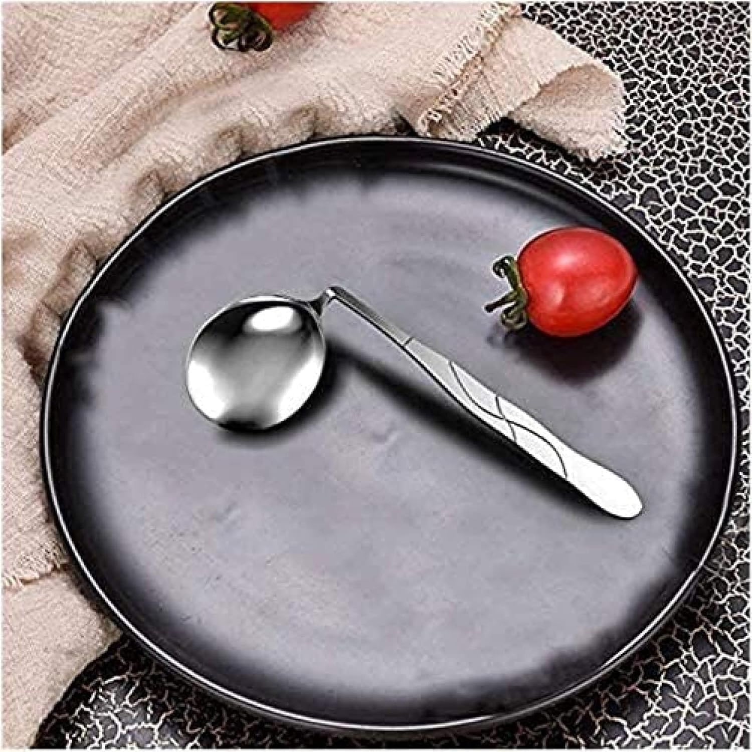 Utensilios curvados adaptativos, ayuda alimentaria de acero inoxidable, cuchara en ángulo antivibración para ancianos, parkinson, artritis, discapacidad