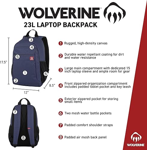 Miniatura 6 de WOLVERINE Mochila para portátil ligera y resistente al agua para viajes o trabajo, Laptop - Negro, Mochila para portátil ligera y resistente al agua